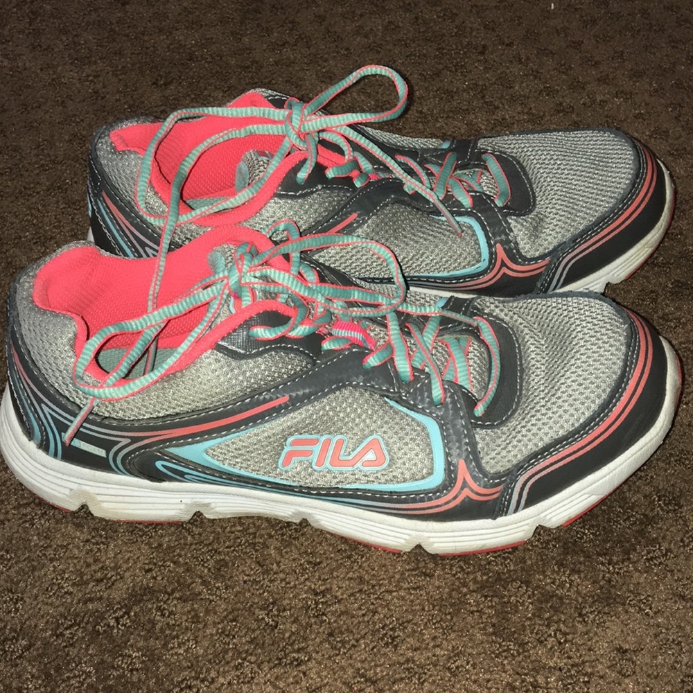 Fila women sneakers size 9 US orange gray & light blue EUC